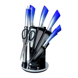 CONJUNTO DE FACAS PARA COZINHA EM AÇO INOX 7 PEÇAS E SUPORTE GIRATÓRIO - CA08275