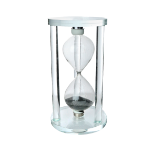 AMPULHETA DECORATIVA  DE VIDRO COM BASE DE VIDRO 1 MINUTO 14,5CM - DT25561-PT