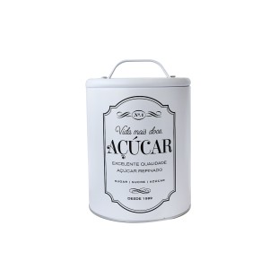 PORTA MANTIMENTO PARA AÇUCAR EM LATA DE METAL COM TAMPA 13.7X13.7X17.5CM- 96777-A