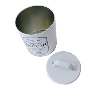 PORTA MANTIMENTO PARA AÇUCAR EM LATA DE METAL COM TAMPA 13.7X13.7X17.5CM- 96777-A