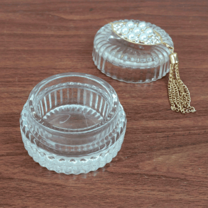 CASTIÇAL EM VIDRO COM TAMPA E PENDENTE 4,8CM  - GA10045-C