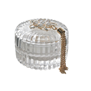 CASTIÇAL EM VIDRO COM TAMPA E PENDENTE 4,8CM  - GA10045-D