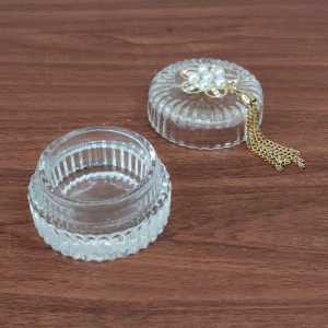 CASTIÇAL EM VIDRO COM TAMPA E PENDENTE 4,8CM  - GA10045-D