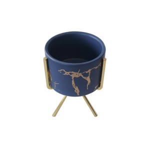 VASO DE RESINA COM SUPORTE DE METAL  8.3X12.4CM - 3067-AZ