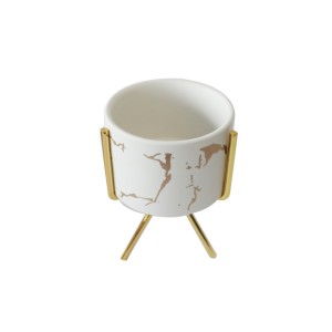 VASO DE RESINA COM SUPORTE DE METAL  8.3X12.4CM - 3067-BR
