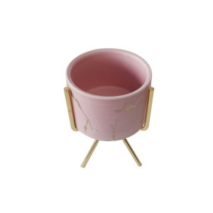 VASO DE RESINA COM SUPORTE DE METAL  8.3X12.4CM - 3067-RS
