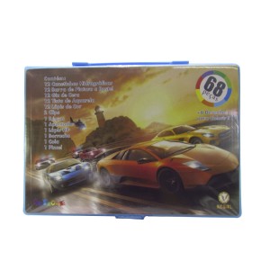 KIT DE PINTURA EM MALETA ESTAMPA CARRO LARANJA COM 68 PEÇAS - MT68BOY-A