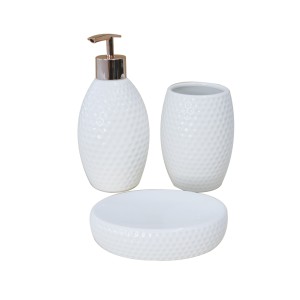 JOGO DE DE BANHEIRO DE PORCELANA COM 03 PEÇAS DETALHADO - 2471