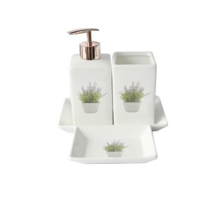 JOGO DE BANHEIRO DE PORCELANA COM 03 PEÇAS ESTAMPADO - 2481