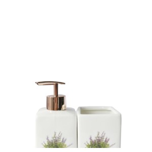 JOGO DE BANHEIRO DE PORCELANA COM 03 PEÇAS ESTAMPADO - 2481