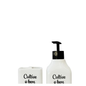 KIT DE BANHEIRO EM CERÂMICA COM 02 PEÇAS COM FRASE CULTIVE O BEM  - 98618