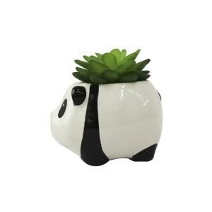 VASO DE CERÂMICA  COM SUCULENTA ARTIFICIAL 9X8CM - 4887-B