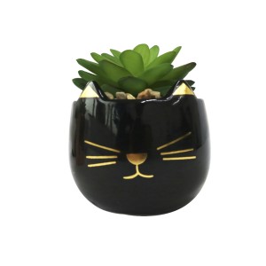 VASO DE CERÂMICA  COM SUCULENTA ARTIFICIAL 9X8CM - 4887-D