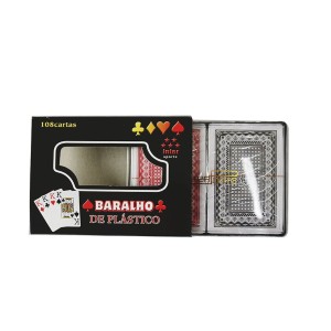 BARALHO DE PLÁSTICO COM 02 JOGOS DE CARTAS - 108 PEÇAS - HT63801