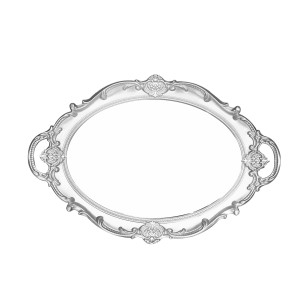 BANDEJA DE PLÁSTICO MODELO OVAL ESPELHADA COM ALÇA 25X37CM - CT2220-PTA