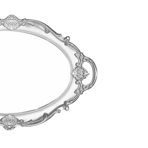 BANDEJA DE PLÁSTICO MODELO OVAL ESPELHADA COM ALÇA 25X37CM - CT2220-PTA