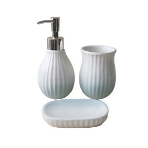 KIT DE BANHEIRO EM CERÂMICA COM 03 PEÇAS EM ESTAMPA DEGRADÊ - 399-AZ