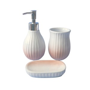 KIT DE BANHEIRO EM CERÂMICA COM 03 PEÇAS EM ESTAMPA DEGRADÊ - 399-RS