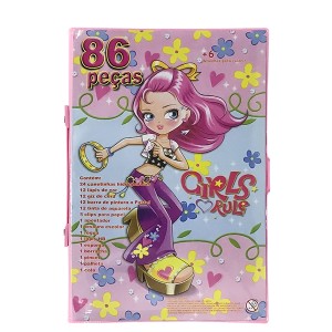 KIT DE PINTURA EM MALETA ESTAMPADA COM 86 PEÇAS - MT86GIRL-PAN