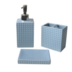 KIT DE BANHEIRO EM CERÂMICA COM 03 PEÇAS - 395-AZ