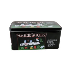 JOGO DE FICHAS PARA POKER 200 FICHAS PLASTICO NA LATA 02 BARALHO E TOALHA - IM42055