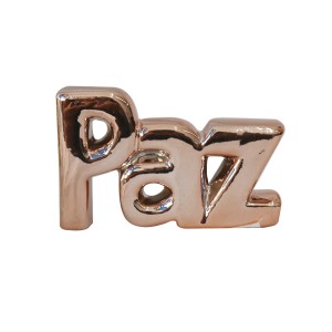 ENFEITE DECORATIVO DE CERÂMICA COM A PALAVRA PAZ - 3073-GR