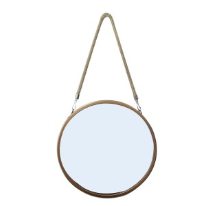 ESPELHO DE METAL REDONDO 30CM COM ALÇA EM CORDA E PRENDEDOR LATERAL - 2948-GR