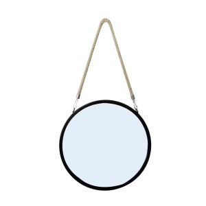 ESPELHO DE METAL REDONDO 30CM COM ALÇA EM CORDA E PRENDEDOR LATERAL - 2948-PT