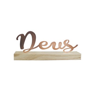 ENFEITE DECORATIVO ARAMADO COM BASE DE MADEIRA PALAVRA DEUS - 2002-B