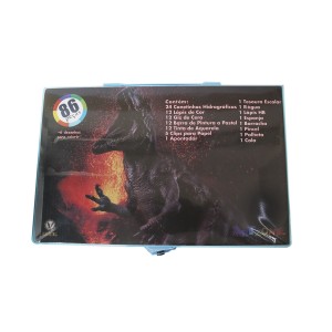 KIT DE PINTURA EM MALETA ESTAMPA DINOSSAURO COM 86 PEÇAS - MT86BOY-D