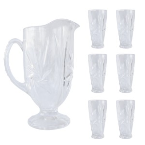 CONJUNTO DE 7 PEÇAS COM JARRA DE 1LITRO E COPOS DE VIDRO DE 200ML CADA - WE0700