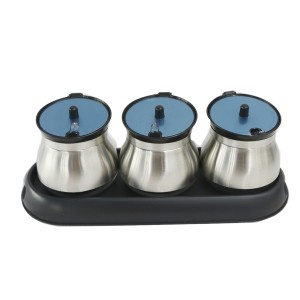 PORTA CONDIMENTO 250ML CADA COM 3 PEÇAS E UMA BASE DE ENCAIXE - TRC8505