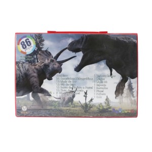 KIT DE PINTURA EM MALETA ESTAMPA DINOSSAURO COM 86 PEÇAS - MT86DINO-C