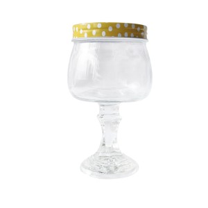 BOMBONIERE DE VIDRO COM PEDESTAL 19X11.5CM E TAMPA DE METAL - CA16056-AM