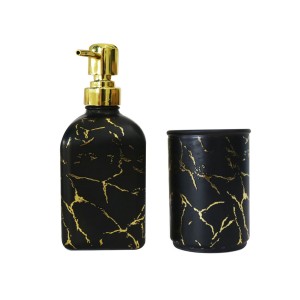 KIT PARA BANHEIRO DE VIDRO COM 02 PEÇAS ESTAMPA MARMORIZADA - BRYZ10345-DOU