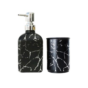 KIT PARA BANHEIRO DE VIDRO COM 02 PEÇAS ESTAMPA MARMORIZADA - BRYZ10345-PTA