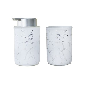 KIT PARA BANHEIRO DE VIDRO COM 02 PEÇAS ESTAMPA MARMORIZADA - BRYZ10342-PTA