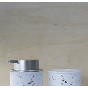 KIT PARA BANHEIRO DE VIDRO COM 02 PEÇAS ESTAMPA MARMORIZADA - BRYZ10342-PTA