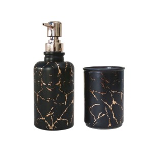 KIT PARA BANHEIRO DE VIDRO COM 02 PEÇAS ESTAMPA MARMORIZADA - BRYZ10341-GR