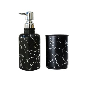 KIT PARA BANHEIRO DE VIDRO COM 02 PEÇAS ESTAMPA MARMORIZADA - BRYZ10341-PTA