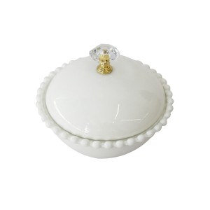 PORTA JOIAS REDONDO DE CERÂMICA COM TAMPA 9X13CM - FR201904