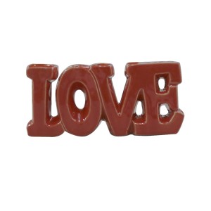 ENFEITE DECORATIVO DE CERÂMICA COM A FRASE LOVE 16.5X7CM - HD80718-VM