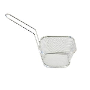 CESTA DE PETISCO QUADRADA DE AÇO INOX 6X9X10.5CM - TRC8513