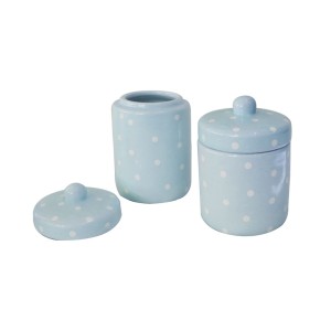 KIT DE BANHEIRO EM CERÂMICA COM 04 PEÇAS ESTAMPA POA - LQ309-AZ