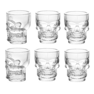 JOGO COM 06 COPOS DE VIDRO CAVEIRA TRANSPARENTE - CAPAC. 250 ML - GDR0650