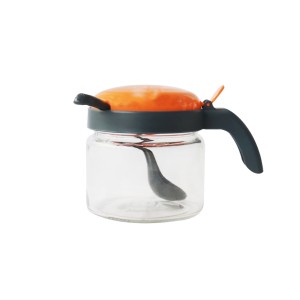 AÇUCAREIRO, VIDRO 300 ML COM COLHER TAMPA E ALÇA DE PLÁSTICO - CT1669-LJ