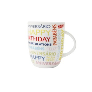 CANECA DE PORCELANA 380 ML PARABÉNS  FELIZ ANIVERSARIO - CA18004-B