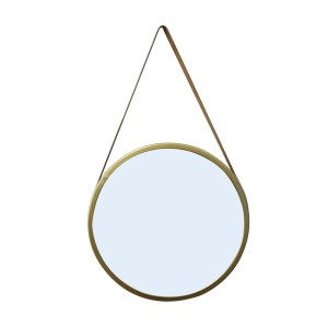 ESPELHO DE PAREDE REDONDO 33CM COM ALÇA EM COURO SINTÉTICO - HJ68429-DOU