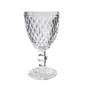 JOGO DE TAÇA DE VIDROS EM ALTO RELEVO BICO DE ABACAXI COM 06 PEÇAS 300ML - 4927