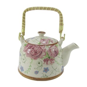 BULE CHALEIRA COM INFUSOR CERÂMICA  FLORAL COM ALÇA 600ML - BUL30A-RS